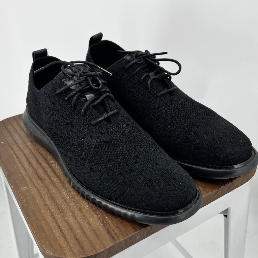 Cole Haan 2.Zerogrand Stitchlite Wingtip Oxford Black Knit Mens 11 NWT